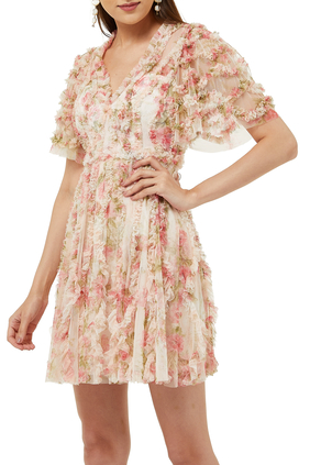 Waltzing Blooms Ruffle Mini Dress